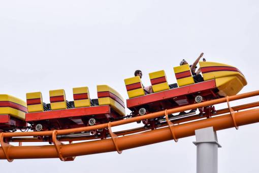 amusement amusement  ride  adventure  people  roller coaster  steel  sky
