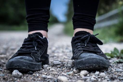 sneakers black  sneakers  shoes  girl  female  stones  ground