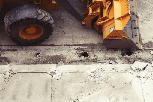 sidewalk construction  truck  plow  wheels  tires  orange  concrete