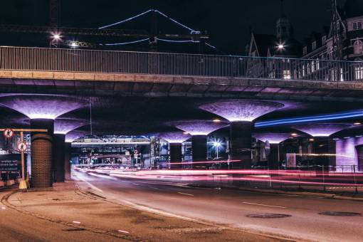 firmar noche oscura fotografía de larga exposición luz infraestructura puente