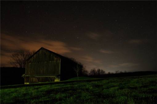 barn dark  night  sky  stars  barn  grass  fields