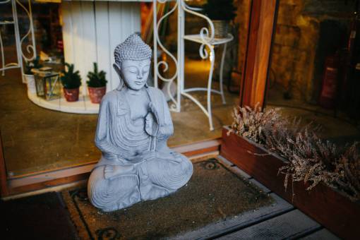 buddha house  glass  door  flower  plant  sculpture  buddha