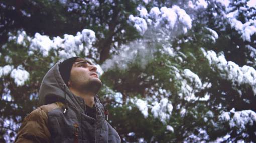 looking man  guy  snow  hoodie  cold  winter  trees