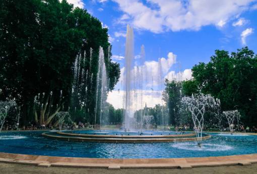 hungry Margaret Island  fountain  water  trees  sky  clouds  Budapest