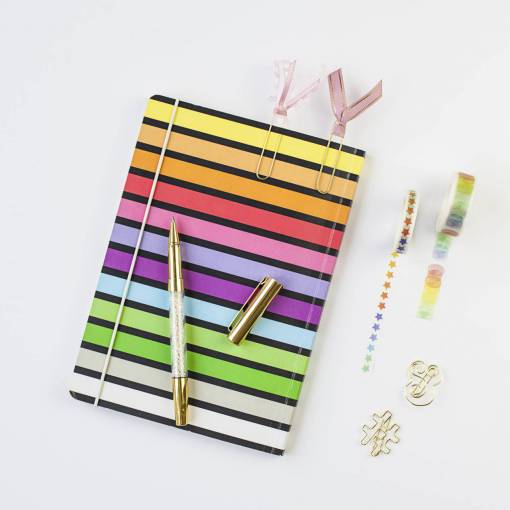 superior cuaderno de papel, plano, colorido, vista superior, mesa