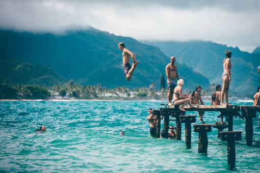 shorts people  man  woman  bikini  shorts  mountain  ocean