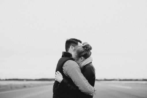 people  man  woman  hug  black and white  love  couple
