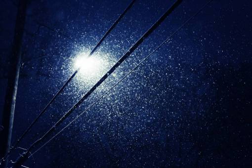 telephone snow  falling  street  light  telephone  pole  night