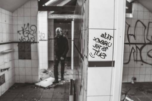 abandoned street art  vandal  graffiti  people  man  tiles  dirty