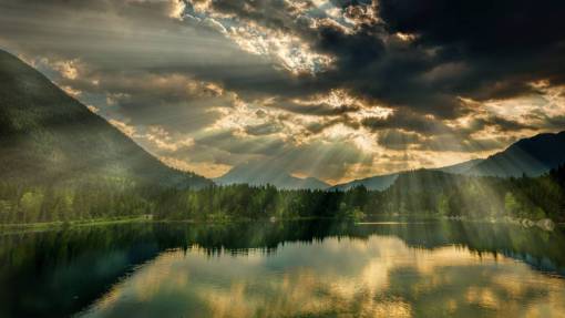 puesta del sol luz del sol nubes lago agua río colina montaña