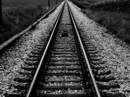railroad train tracks  railroad  railway  transportation  black and white
