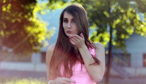 brunette young  girl  kisses  long hair  brunette  cute  pretty