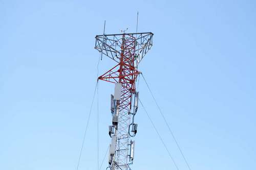 wide-angle A communications tower for tv and mobile phone signals