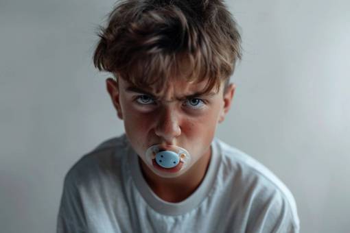 personas muchachos adolescente;enojado;chupete;rabieta una persona retrato infantil etnia caucásica infancia