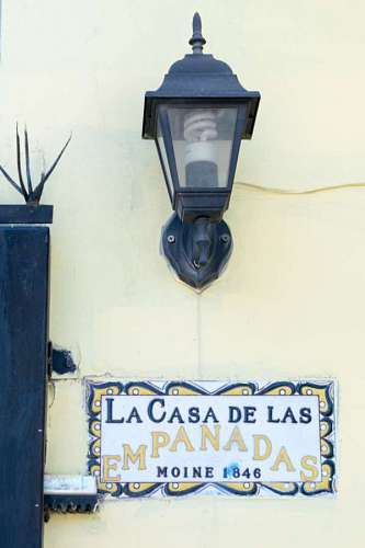typical Buenos Aires, Argentina - November 20, 2017: Facade of The house of Empanadas, a typical food store in Bella Vista, Buenos Aires, Argentina