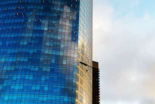 Buenos Aires downtown skyscrapers with blue mirror