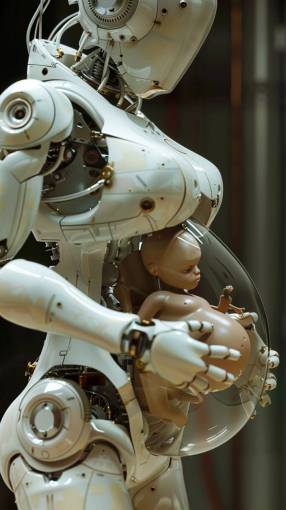 industry cyborg;pregnant;Future machinery futuristic technology science robot metal