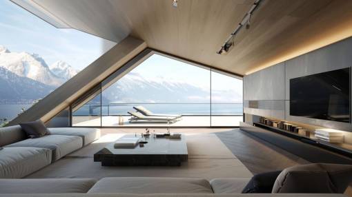 moda diseño de mesa de habitación doméstica en interiores modernos; sala de estar de lujo moderno