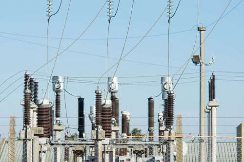 exchange Electric post power-plant transformer station