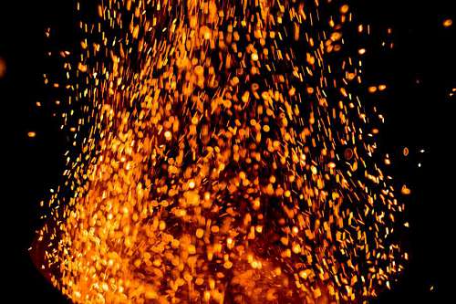 Glowing Flow of Sparks in the Dark