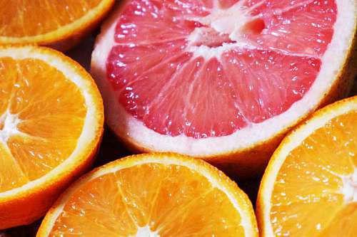 recortable Medio pomelo rosado y naranja