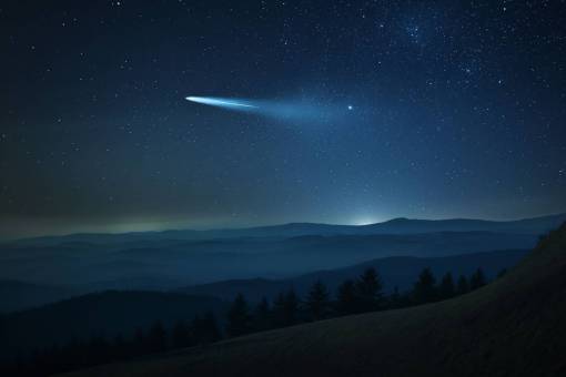field ovni;ufo;night galaxy star milky way space mountain night