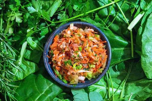 aromatic-coffee Salad with aromatic herbs background
