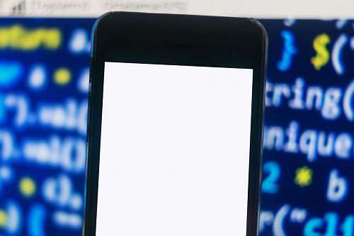 programa Pantalla aislada de teléfono inteligente contra código de programación