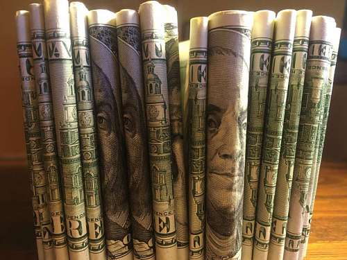 Stack of Rolled US Dollar Bills