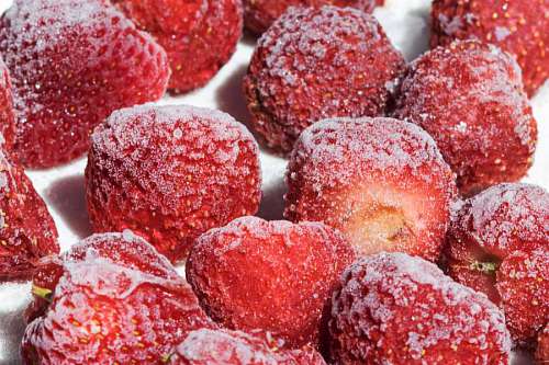 sweet, luscious frozen strawberries
