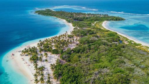 aerial Tropical Island at Los Roques 