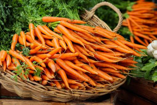 healthy-lifestyle Basket with fresh carrots