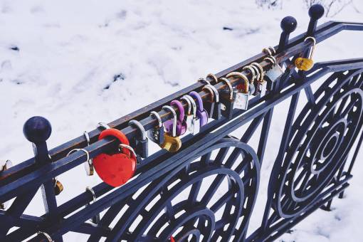 locked-compartment padlocks  locked  railing  snow  winter

