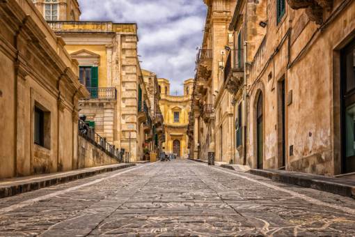 village Street in Sicily, Italy