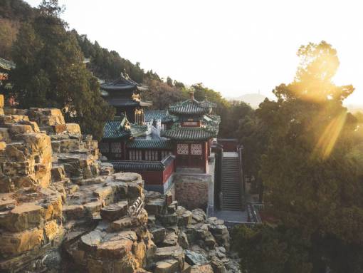 palace Summer Palace  Beijing  China  rocks  cliffs  steps  trees