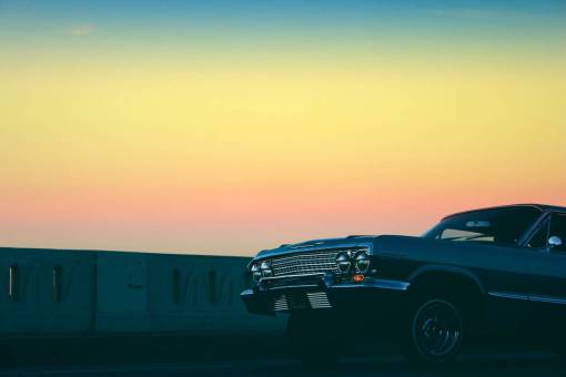 old sunset  dusk  sky  yellow  car  automotive  vintage