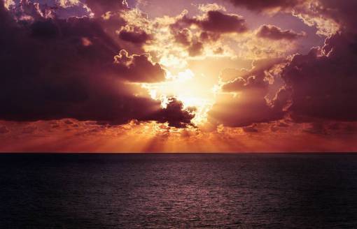 sunbeam sunset  dusk  sunbeams  sun rays  clouds  cloudy  horizon