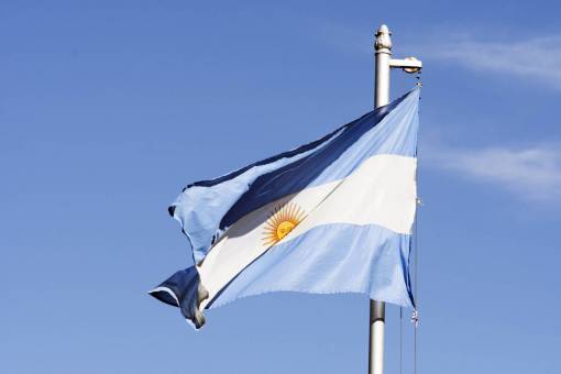 outdoor  Argentina Flag Waving Outdoors Against Clear Sky