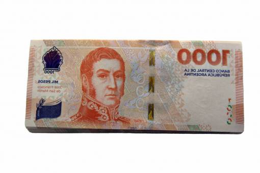 background Close-Up of 1000 Argentine Pesos Bill as Background