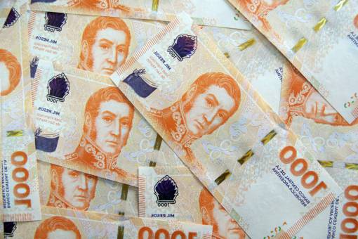 background Close-Up of 1000 Argentine Pesos Bill as Background