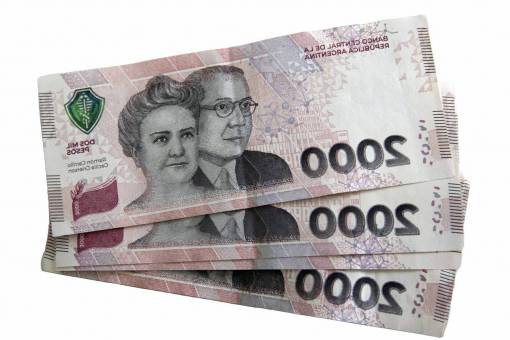 background Close-Up of 2000 Argentine Pesos Bill as Background