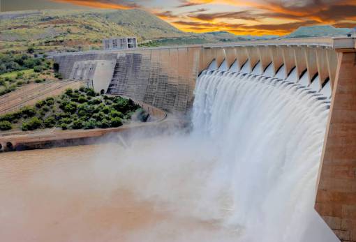 environmental-conservation Hydroelectric dam at sunset