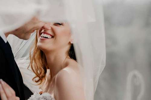 Just married couple smiling