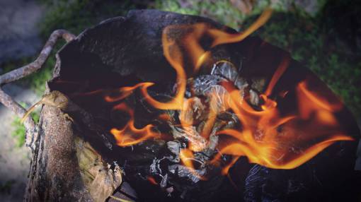 charco fuego llama madera carbón ceniza humo calor