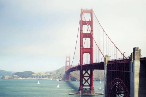 sailboat golden gate bridge  red  architecture  water  sailboats  coast  mountains