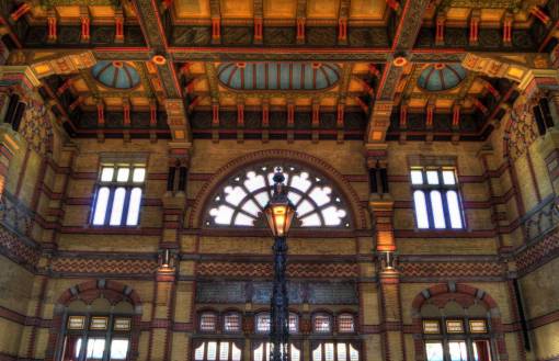 central-bank Groningen central  train station  lamp post  windows  ceiling  building  architecture
