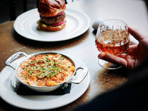 ham  burger  sandwich  food  bread  wine  drink