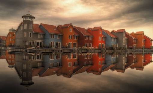 netherlands netherlands  colorful  houses  water  reflection  sky  architecture