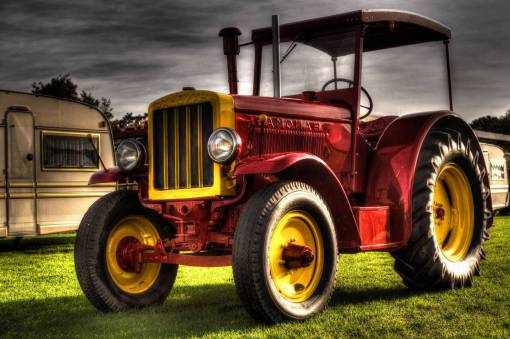 tractor red  tractor  trailer  wheels  tires  hdr

