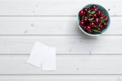 cherry wooden  white  table  bowl  food  cherries  red